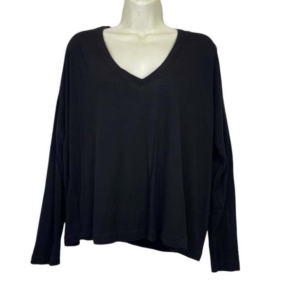 Vince Womens Long Sleeve V-Neck Pullover Blouse Top Black Size M - Picture 2 of 13